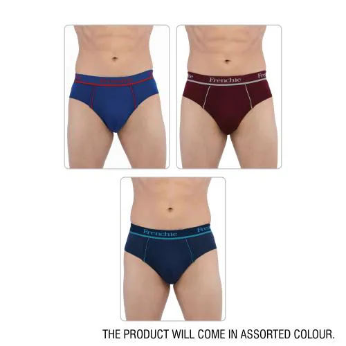 Frenchie Pro Men's Cotton Briefs-Assorted Colours (Pack of 3, 80 CM)