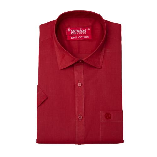 Genius Shirts 100% Cotton Solid Formal Half Sleeve Shirt for Men (38, Red)