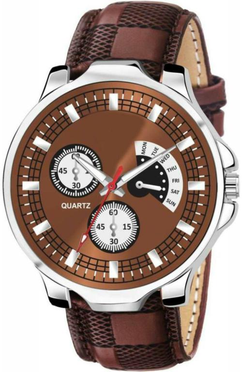 Bolun Analog Brown Dial Brown Strap Watch For Men