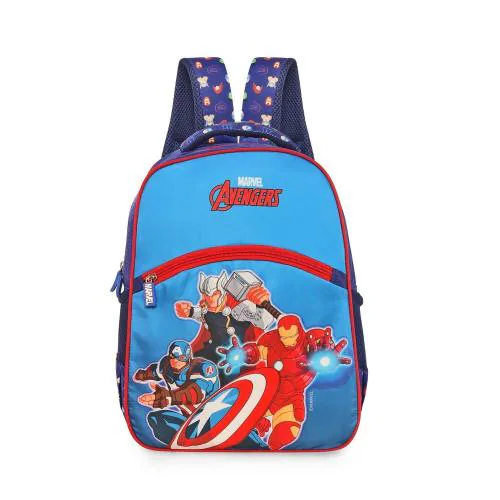 Priority Marvel Avengers Printed Polyester School Backpack For Kids | Specially School Bag For Boys (Medium | Blue)