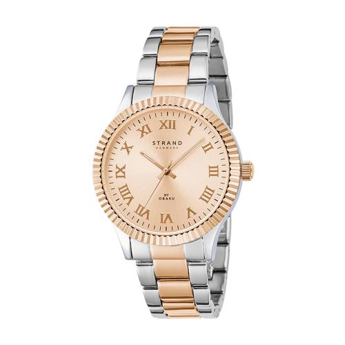 STRAND BY OBAKU Norrington Indigo Quartz Rose Gold Round Dial Men's Watch - S726GXHVSH