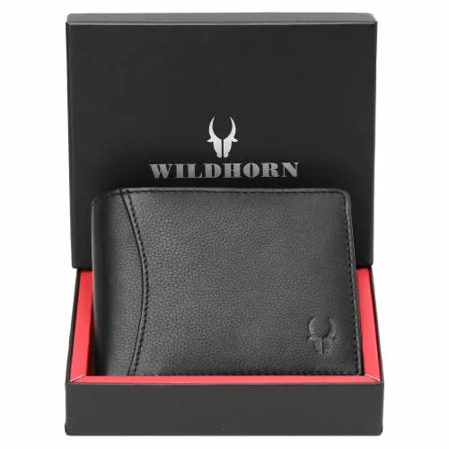 WildHorn Leather Wallet for Men I Top Grain Leather I RFID Protected I 11 Card Slots I 2 Transparent ID Windows I 1 Zipper Compartment