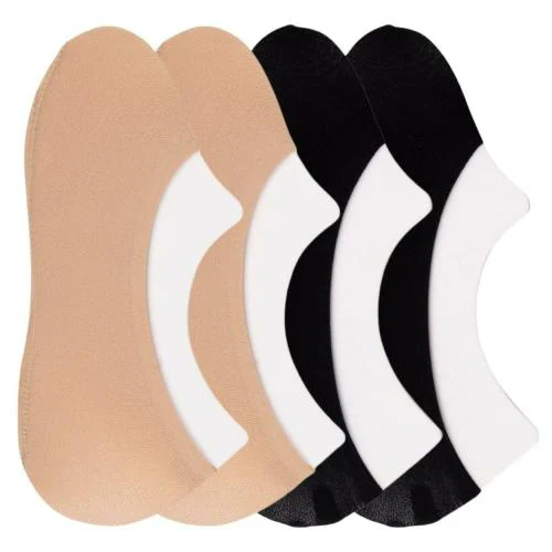 N2S NEXT2SKIN Women's Noshow Loafer Socks (Pack of 4) (Skin and Black