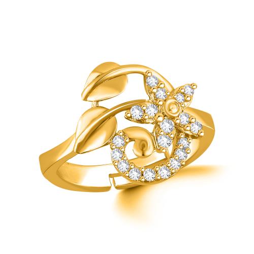 SK Adjustable Ladies Ring Exclusive Collection Valentine American Diamond Studded Gold Plated Free Size Fashionable Fashion Jewellery for Women, Girls, Girlfriend & Wife -SKFR1519G