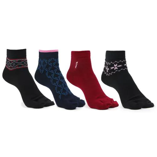 Bonjour Women Multicolor All Over Print 100% Wool Pack of 7 Ankle-Length Socks
