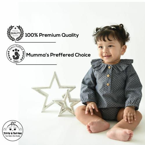 Tiffy & Toffy Girly Printed Chambray 100% Pure Cotton Romper/Onesies for Little Princess | Mumma's Preferred Choice