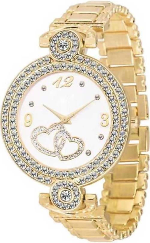 Noman Analog Silver Dial Gold Strap Watch For Girls