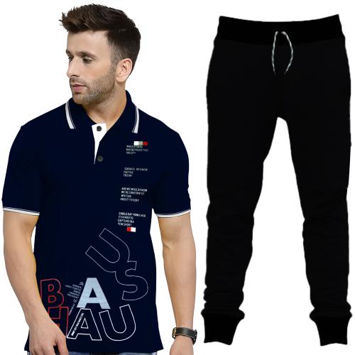 BINAYAK : WE DEAL WITH QUALITY ONLY - Comfortable & Stylish Men's Cotton Tracksuit - Slim Fit Joggers & Collared T-Shirt Combo