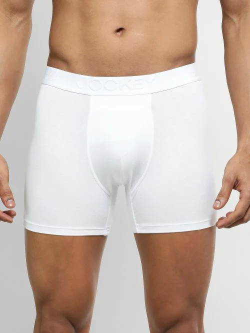 jockey Men White Solid Modal Boxer Briefs