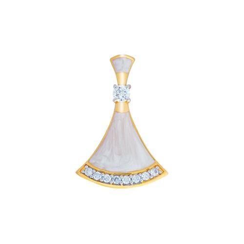 CHIVRI Complete Ocean's Opulence: Mother Of Pearl Pendant And Earrings With Golden Chain