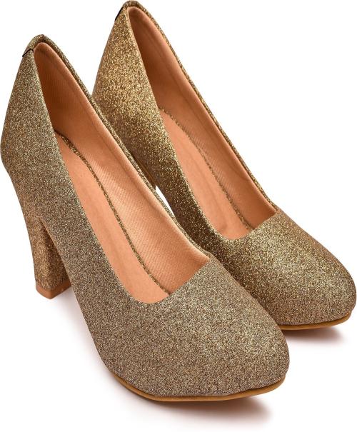 Aasheez Women Gold Heeled Pumps JioMart
