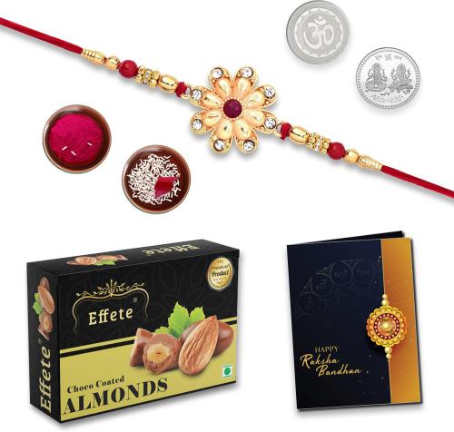 Effete Multicolor Rakhi Combo With Chocolate Almond, 32-Gm Rakhi Set (Set Of 1)