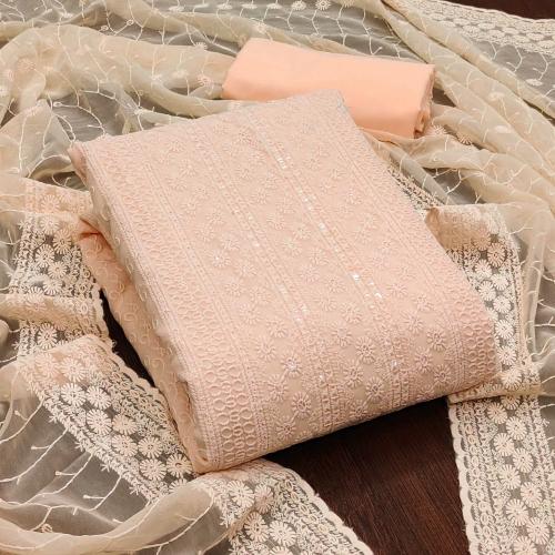 Panzora Georgette Chikankari work Salwar Suit Dress Material