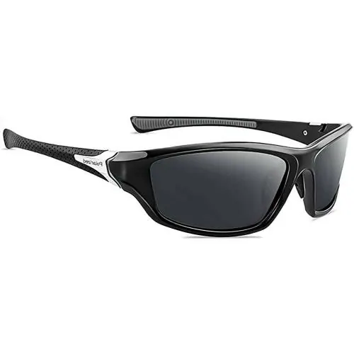 UV Protected Polarized Sports Sunglasses for Men Driving Cricket Fishing Cycling Sunglasses (Black)