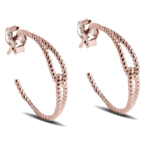 CLARA 925 Sterling Silver Rose Gold Rhodium Plated Rada Hoop Earrings Gift for Women & Girls