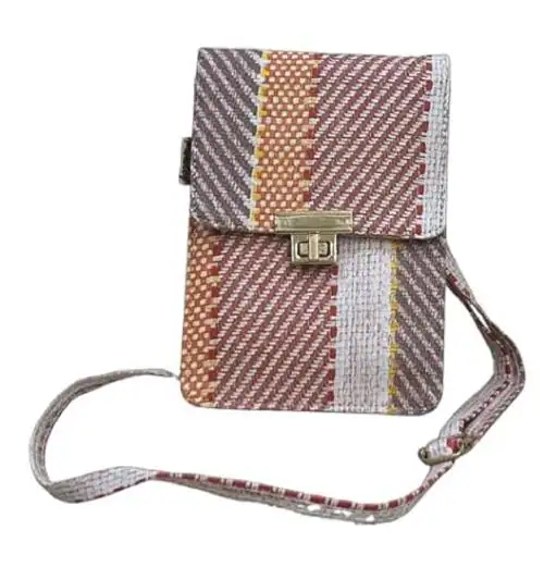 Nesh Global Jute Ethnic Small Sling Bag/Cross body bag with Mobile Pocket (Multicolor2)