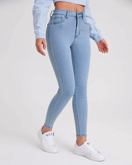 BuyNewTrend Solid Light Blue Denim Women Jeans