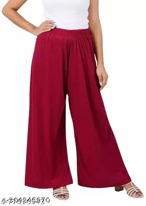 GEET Stylish Women's Palazzo: Trendy Rayon Casual Wear for Fashion-Forward Ladies (Maroon)