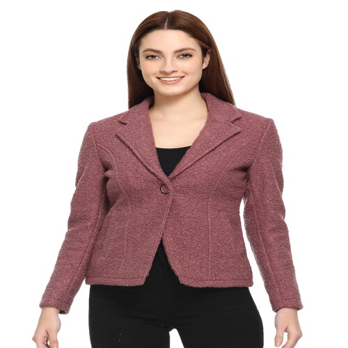 TWENTY ME Winter Wear Casual Soft & Warm Full Sleeve Velvet Blazer For Women's ( Lavendar )
