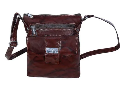 LuckOn Brown Leather Sling Bag RN231
