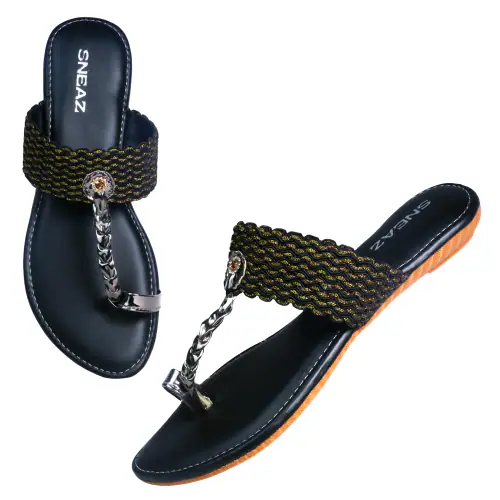 SNEAZ Comfortable Women Flats Sandals with Embroidery Designs, Casual Daily Use Soft Ladies Footwear (A1T-2318)