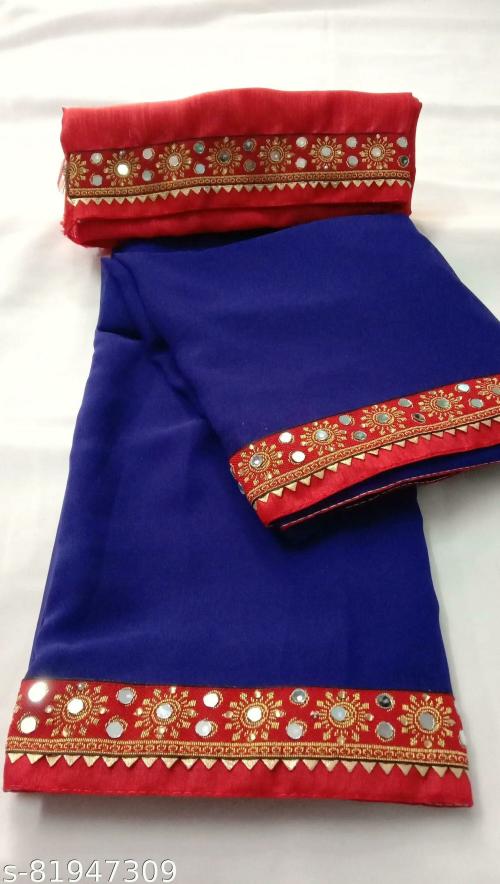 Kaneshwari Designer Softdo Women Blue Self Design Georgette Regular Saree (Free Size)
