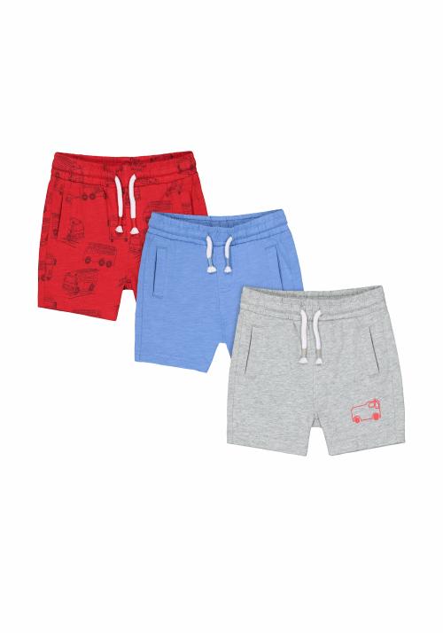 Mothercare Boys Shorts Truck Graphic Print - Pack of 3 - Blue Grey Red