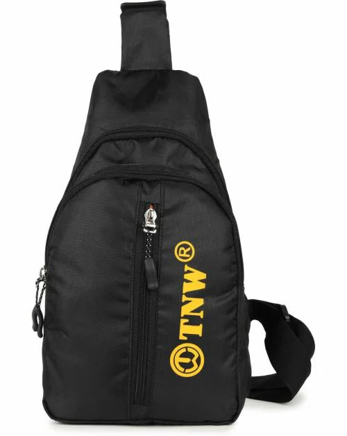 TnW Black Fabric Men and Women Messenger Bag 15 L