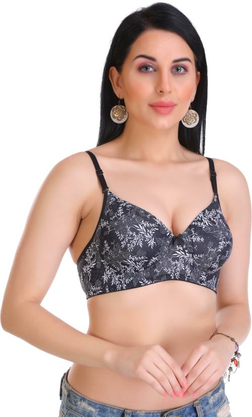 Featherline Women Multicolor Printed Cotton Blend T-shirt Bra (34B)
