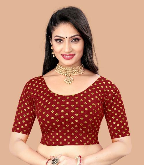 Suwali Women Maroon Printed Hosiery Blouse