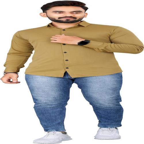 PEARL OCEAN Men Solid Casual Brown Shirt