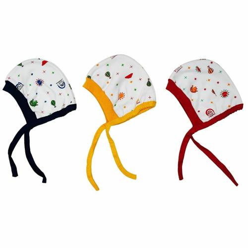 Cute Landings New Born Baby Cotton Pack of 3 Soft Hosiery Cotton Knot Cap Set
