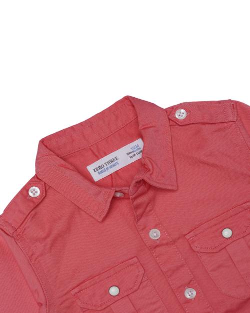 UF CLUB ZERO THREE INFANTS BOYS SHIRTS - Z3-7346-12-18-Months Pink Colour Cotton