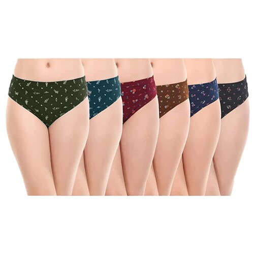 CLOUD FARE ENTERPRISES Women's Cotton Hipster Multicolored Printed Panties For women girl's(pack of 6) women's cotton Hipster printed panties for women's, Ladies(pack of 6)-S