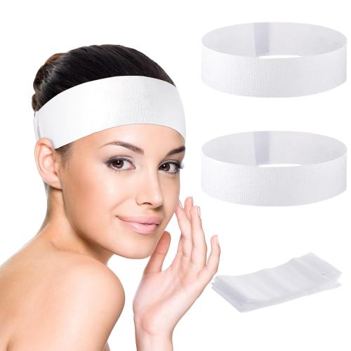 C- Cure Definition of Quality Disposable Spa Facial Headband | Non Woven Headband Wrap with Adjustable Velcro Tape | Skin Care Essential Headband for Facial massage, Makeup, Parlor | White Pack of 50 pcs