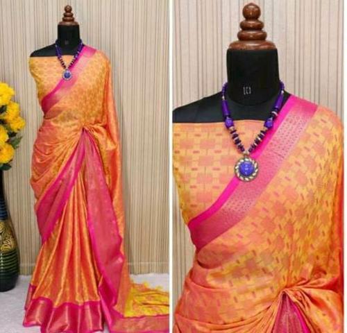 JAPRIKA Woven Banarasi Pure Silk, Art Silk Saree Mustard Saree