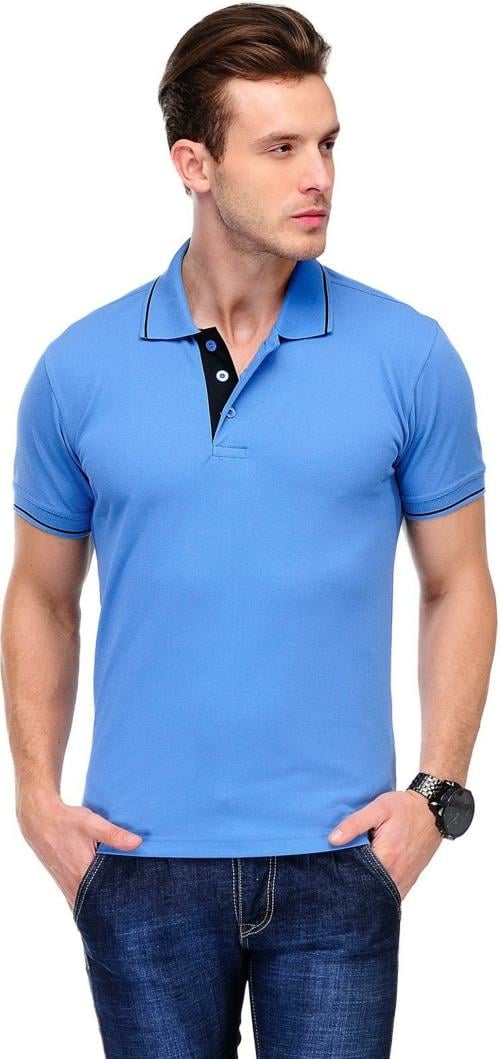 Buy SCOTT INTERNATIONAL Men Indian Blue Regular Fit Polo T-shirt Online ...