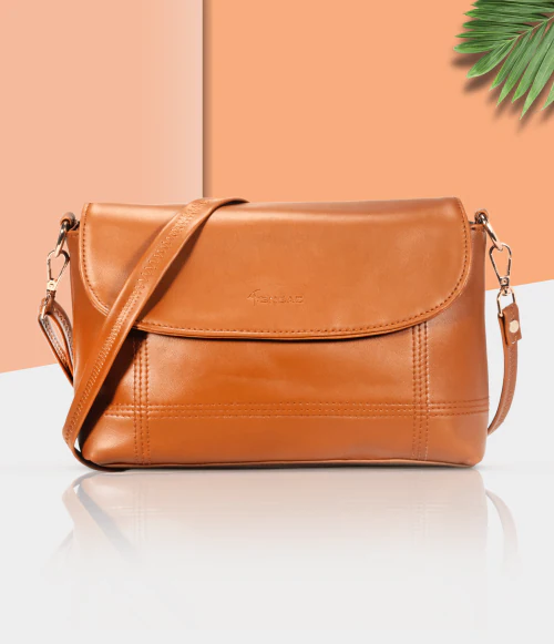 SNEAZ Women's Girls Flap Cross Body Sling Bags | Ladies Stylish Single Side Bag with Adjustable Shoulder Straps | Messenger Bag for Girls, Tan (SNZ-B-073083)