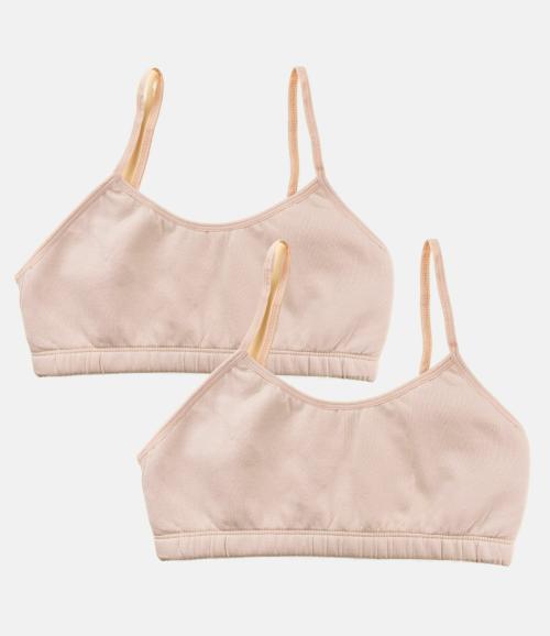 Adira | Beginner Padded Teen Bras | Teen Bras With Flat Padding For Coverage | Gives Confidence At School | Beginners Bra With Comfortable Strecthy Cotton | Pack Of 2 | Skin & Skin | S