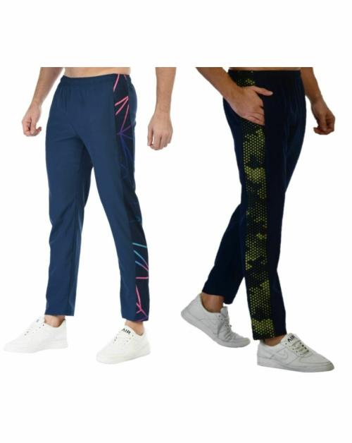 Buttons & Bows Mens Quick Dry Track Pants Combo,Pajama,Lowers with 02 Zip Pocket,Light weight Quick Dry,Athleisure,Sports Fit,Sports Fashion Wear,Gym Clothing, Daily Wear,Fast Dry,Dry Fit,02 Piece - Navy Blue (Size-40)