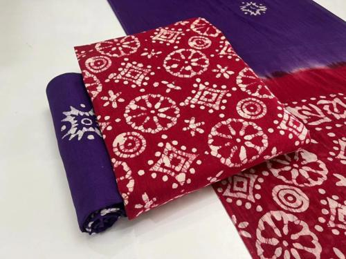 99 Shades Women Red Printed Cotton Blend Unstitched Salwar Suit Material