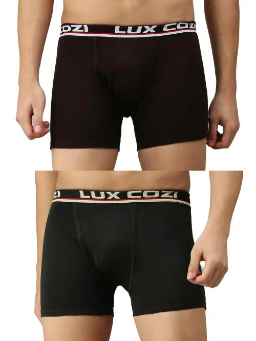 Lux Cozi Bigshot Men's Multicolour Solid Cotton Pack of 2 Long Trunk