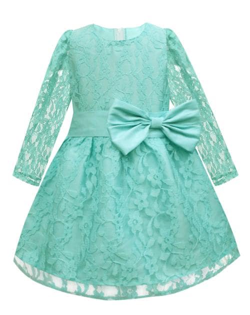 A.T.U.N. Girls Mint Full Sleeve Lace Dress