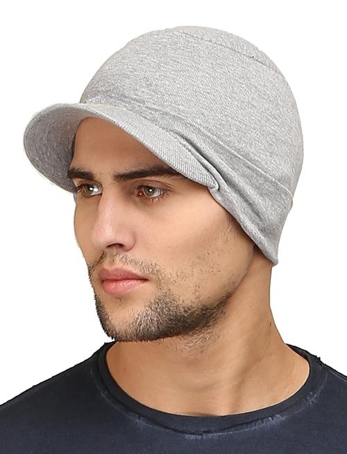 ATABZ cotton skull caps with visor light grey color JioMart