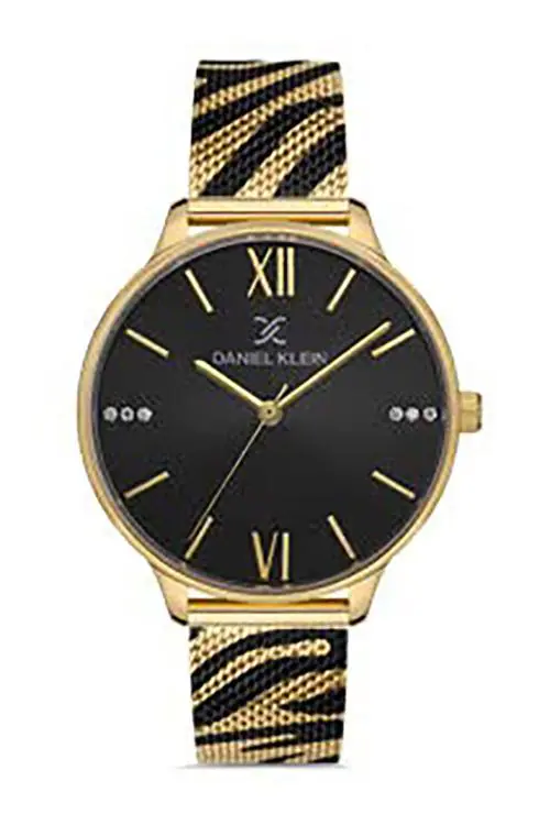 Daniel Klein Analog Gun Black Dial Leoparo Strap Watch for Women (DK.1.13246-5)