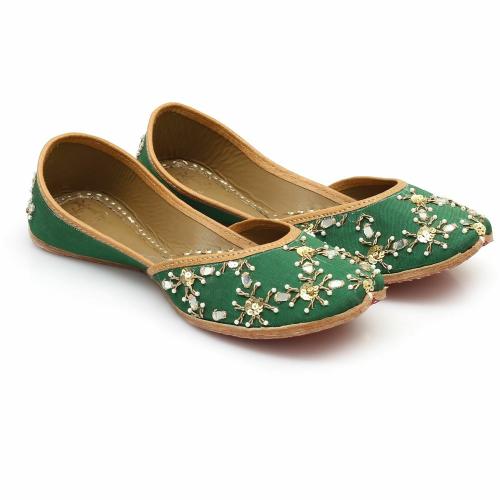 HEER Ethnic Punjabi Jutti Mojari for Women's (Forever Green) Jutis For Women (Green)::