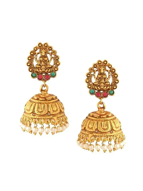 Kairangi by Yellow Chimes Gold Plated Metal Traditional Chandbali Earrings for Women and Girls - 8 cm