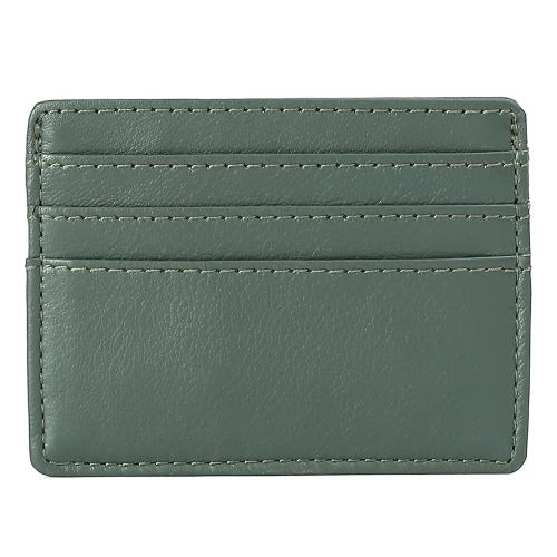 SAQAFY Genuine Leather RFID Blocked Green Card Holder for Women, Slim Unisex Card Holder