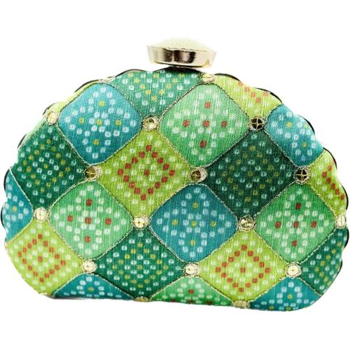 nesAccessories Curved shaped Green Clutch