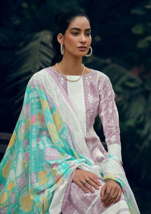 THE JAZZBAAT Unstitched Cotton Kurta Set Unstitched Salwar Suit Dress Material High Quality Unstitched Dress Material For Women (Purple)